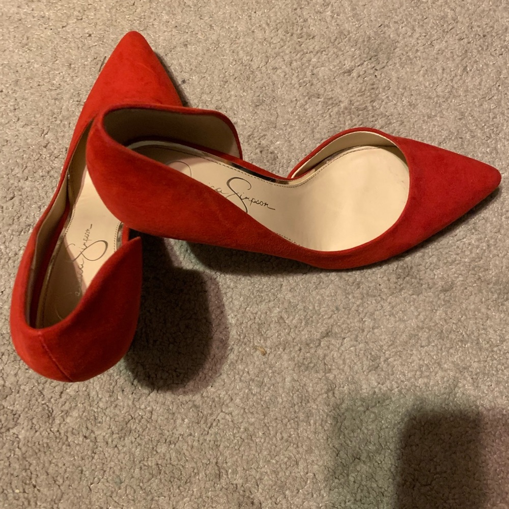 Jessica Simpson red pointed toe heels.  Worn once.